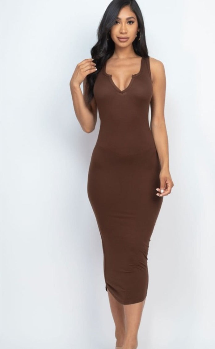 Split Neck Tank Dresses