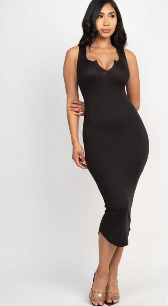 Split Neck Tank Dresses