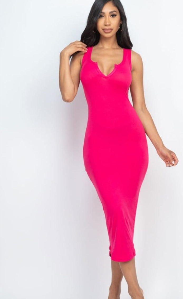 Split Neck Tank Dresses