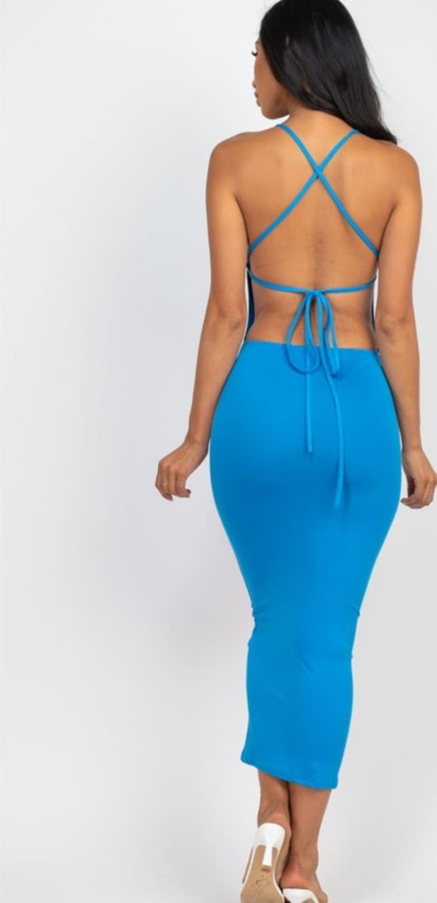 Open Back Crisscross Cut Out Maxi Dresses