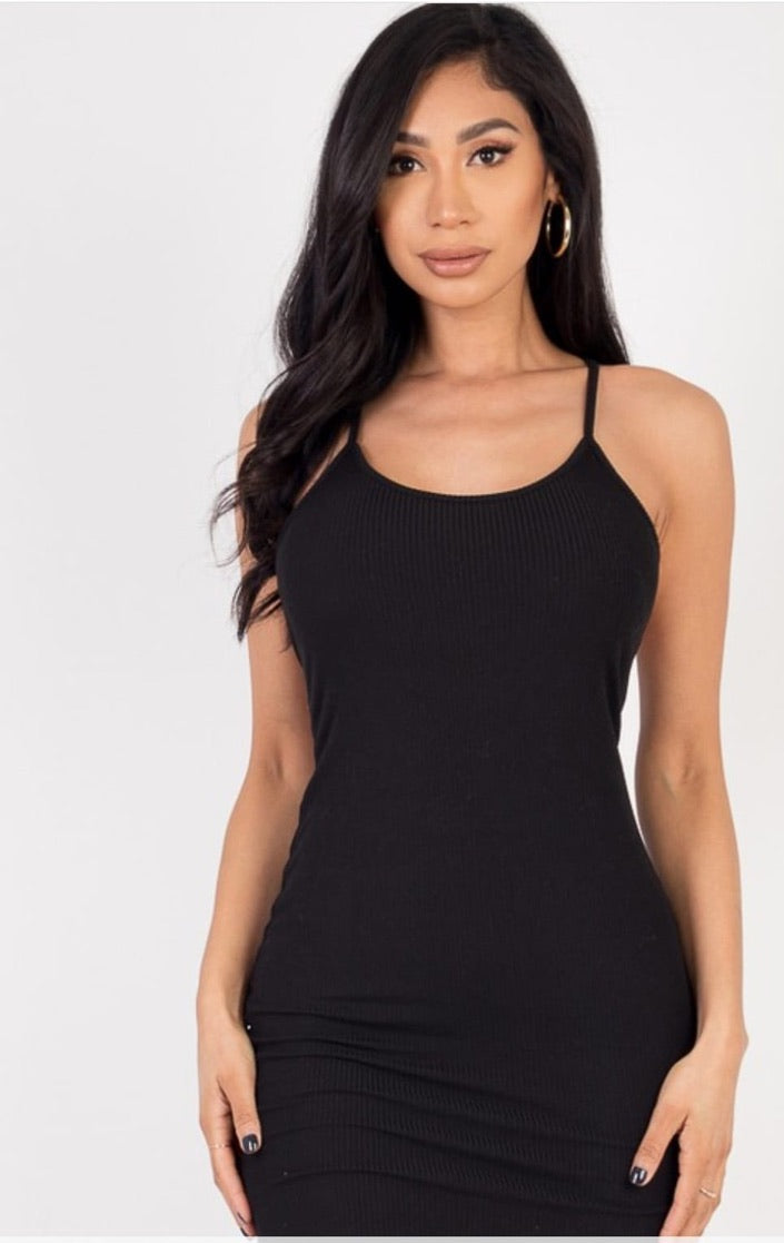 Ribbed Crisscross Tie Back Bodycon Dresses
