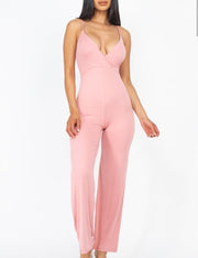 Subtle Aroma Solid V Neck Cami Jumpsuits