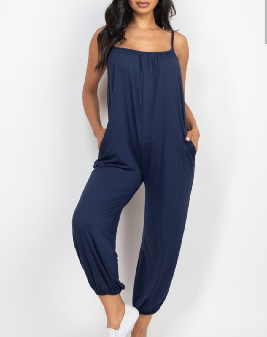 Upscale Classics Sleeveless Solid Coloured Jumpsuits