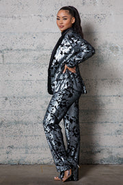 WHO RUN THE WORLD SEQUINS VELVET JACKET PANTS SETS