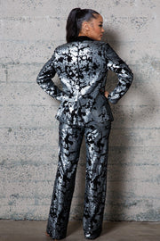 WHO RUN THE WORLD SEQUINS VELVET JACKET PANTS SETS