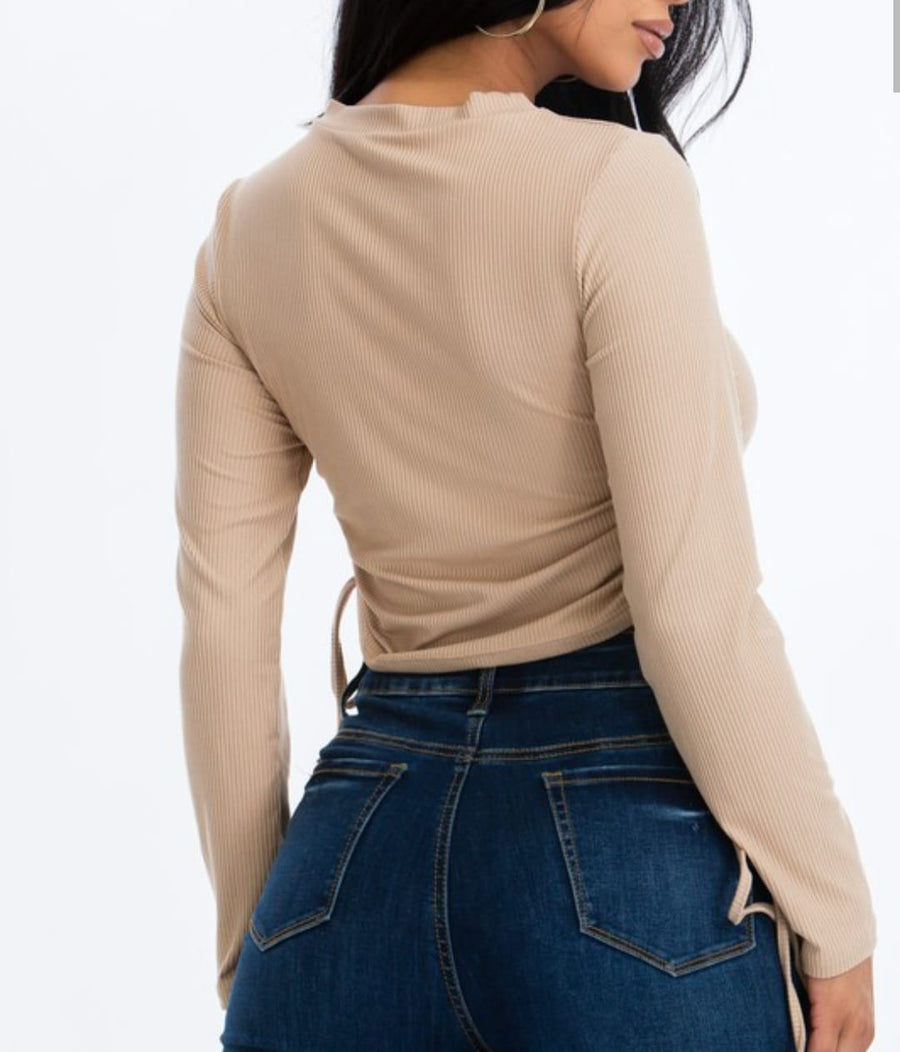 Latte Love Adjustable Strap Ruched Top
