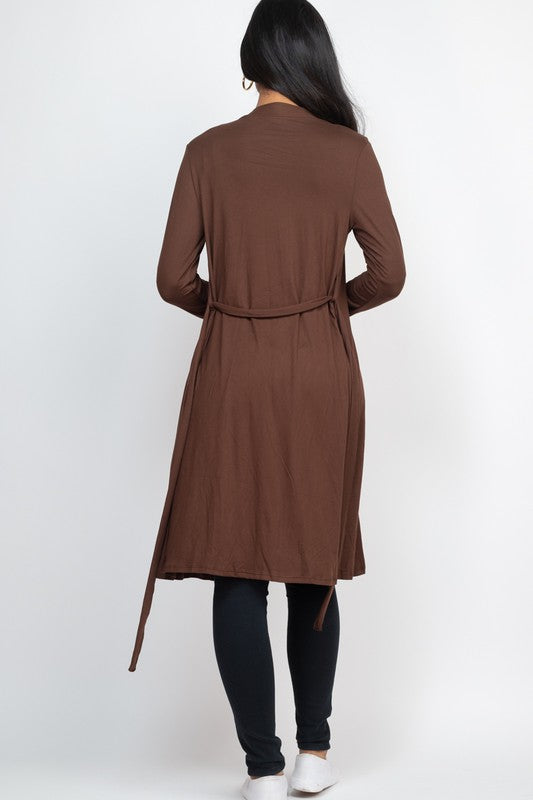 Basic Long Belted Cardigan