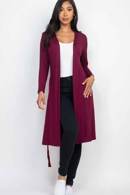 Basic Long Belted Cardigan