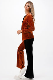 COLOUR BLOCK STRIPE VELVET TOP FOR WOMEN