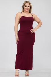 Plus Size Crisscross Back Split Thigh Maxi Dresses