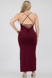Plus Size Crisscross Back Split Thigh Maxi Dresses