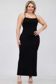 Plus Size Crisscross Back Split Thigh Maxi Dresses