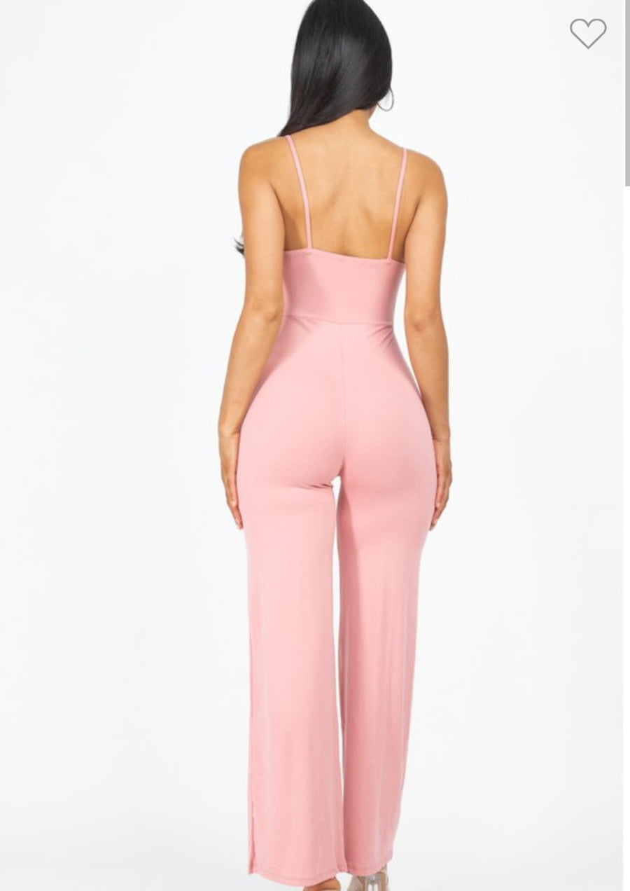 Subtle Aroma Solid V Neck Cami Jumpsuits