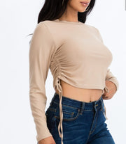 Latte Love Adjustable Strap Ruched Top