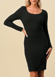 Power Ribbed Double Layer Long Sleeve Midi