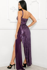 APHRODITE SEQUIN INCLINED SHOULDER MAXI DRESS