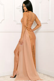 APHRODITE SEQUIN INCLINED SHOULDER MAXI DRESS