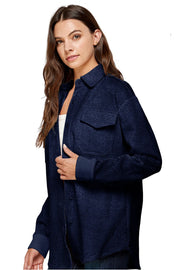 CORD FABRIC DOLPHIN-HEM SHACKET