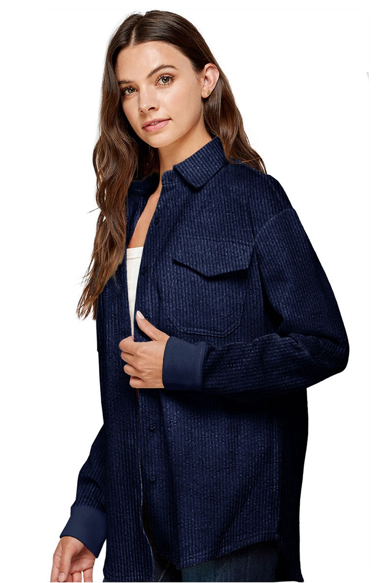 CORD FABRIC DOLPHIN-HEM SHACKET