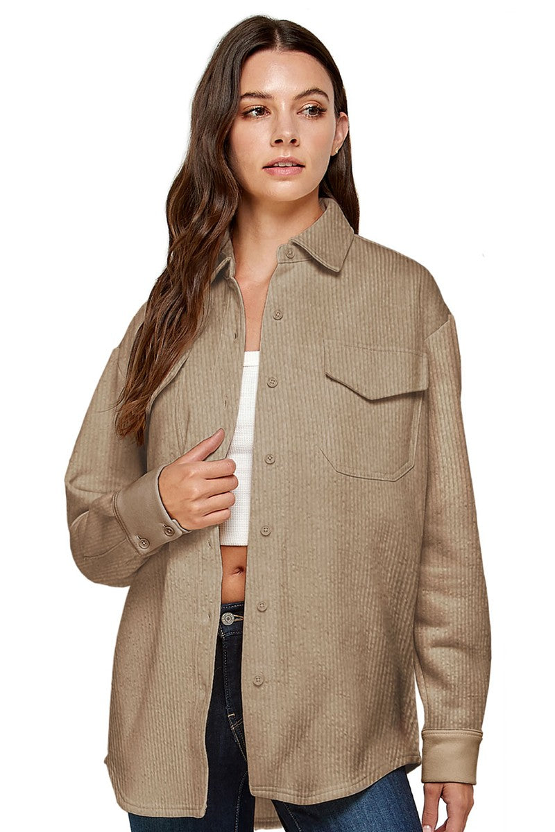 CORD FABRIC DOLPHIN-HEM SHACKET
