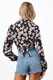 FLORAL PRINT CROPPED SHIRT
