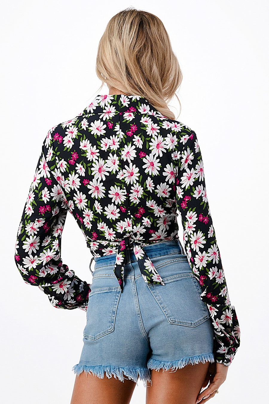 FLORAL PRINT CROPPED SHIRT