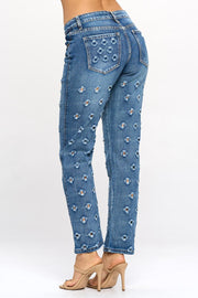 Bullet Hole Mid Rise Straight Jeans
