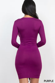Drawstring Ruched Front Bodycon Dress