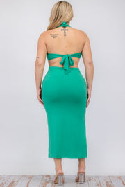 Plus Size Cut-out Split Thigh Midi Dresses