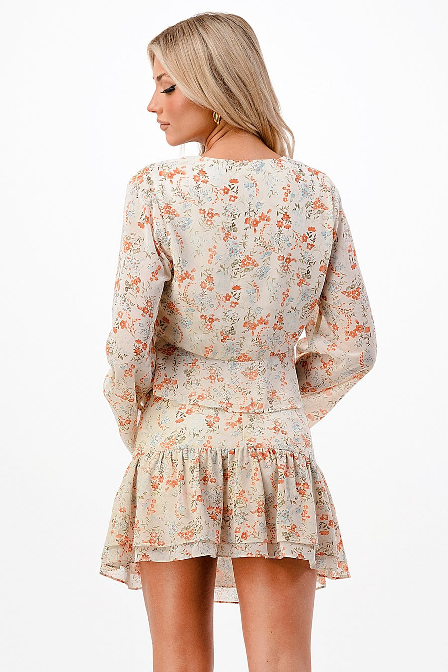 FLORAL PRINTED RUFFLE CROP TOP