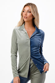 COLOUR BLOCK STRIPE VELVET TOP