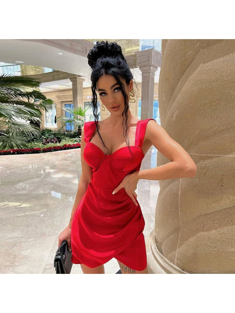 Sexy Silk Vibes Off The Shoulder Mini Dresses