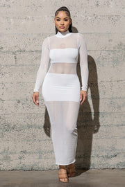 KISS AND TELL MAXI SWEATER MESH DRESS